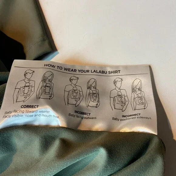 Lalabu Men XL Dad Shirt Short Sleeve Fern Green Baby Wearing V Neck Infant Top - Picture 8 of 10